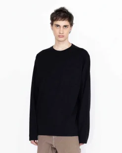 Pigmentfarvet Boxy Langaermet Jersey Sort