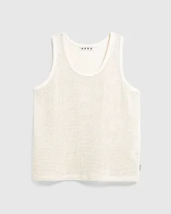 Pigmentfarvet Mesh Tank Top Natural