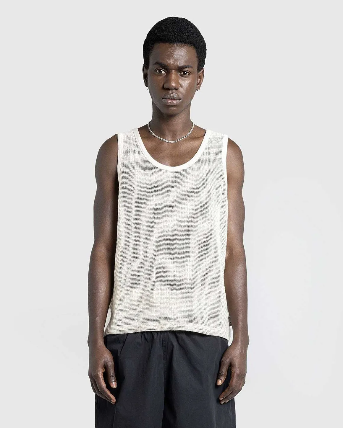 Pigmentfarvet Mesh Tank Top Natural