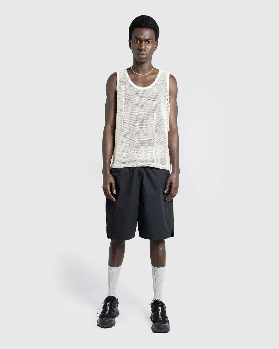 Pigmentfarvet Mesh Tank Top Natural