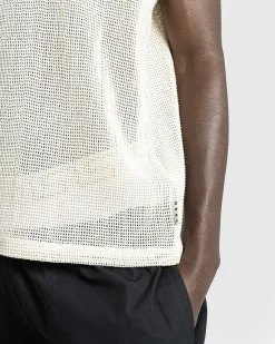 Pigmentfarvet Mesh Tank Top Natural