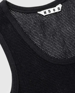 Pigmentfarvet Mesh Tanktop Sort