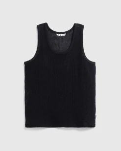 Pigmentfarvet Mesh Tanktop Sort