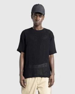 Pigmentfarvet Mesh T-Shirt Sort