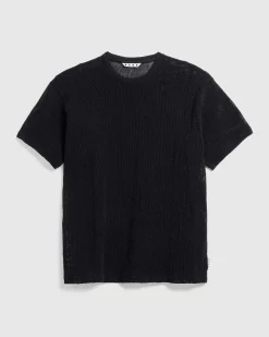 Pigmentfarvet Mesh T-Shirt Sort