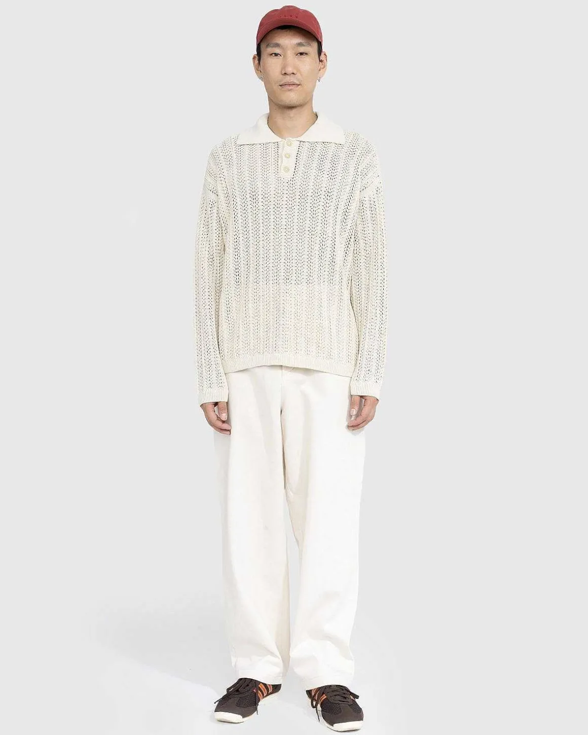 Pointelle Polo Langaermet Creme