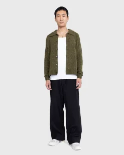 Polo Uld Cardigan Mork Oliven