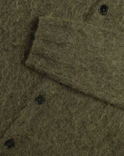 Polo Uld Cardigan Mork Oliven