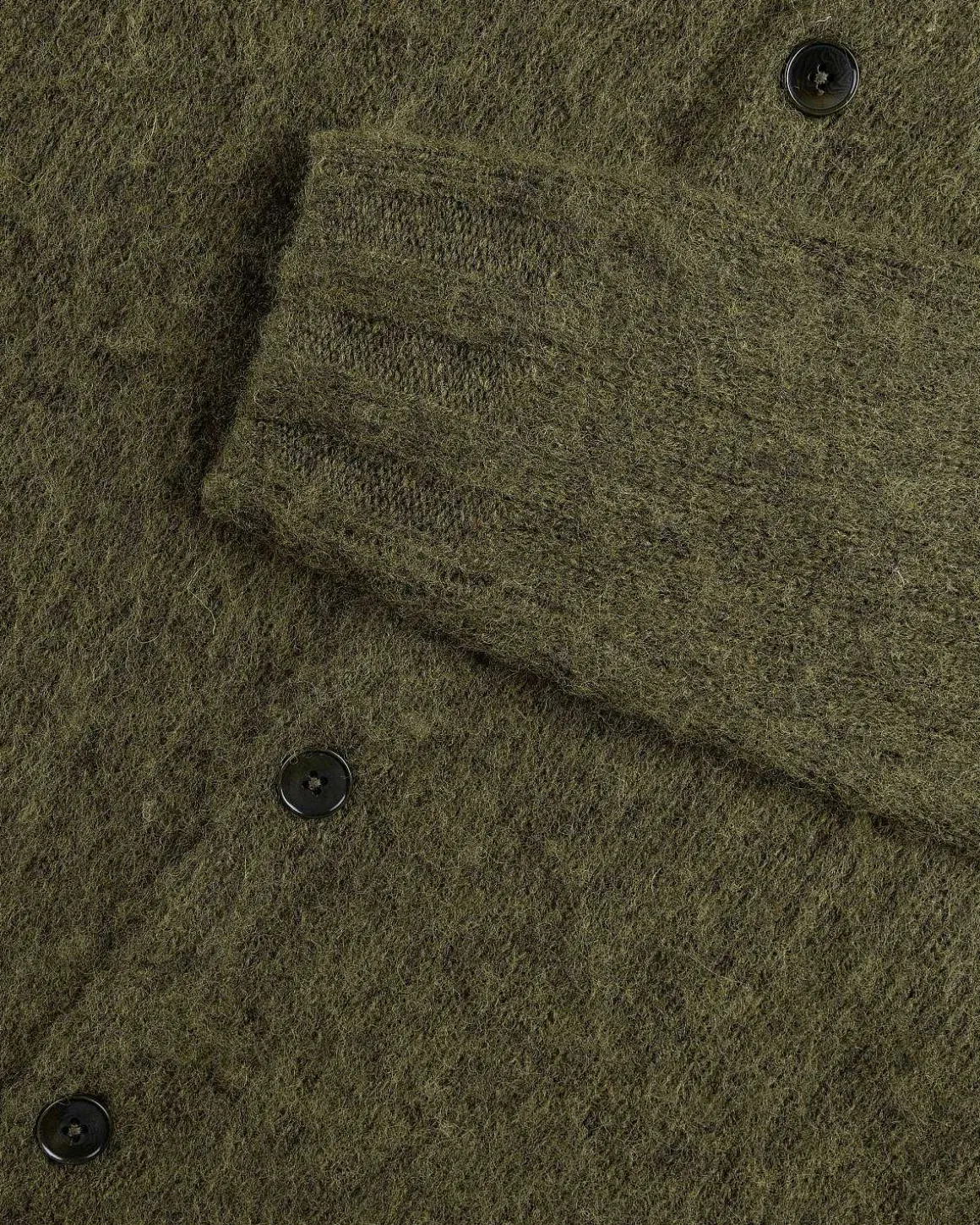 Polo Uld Cardigan Mork Oliven