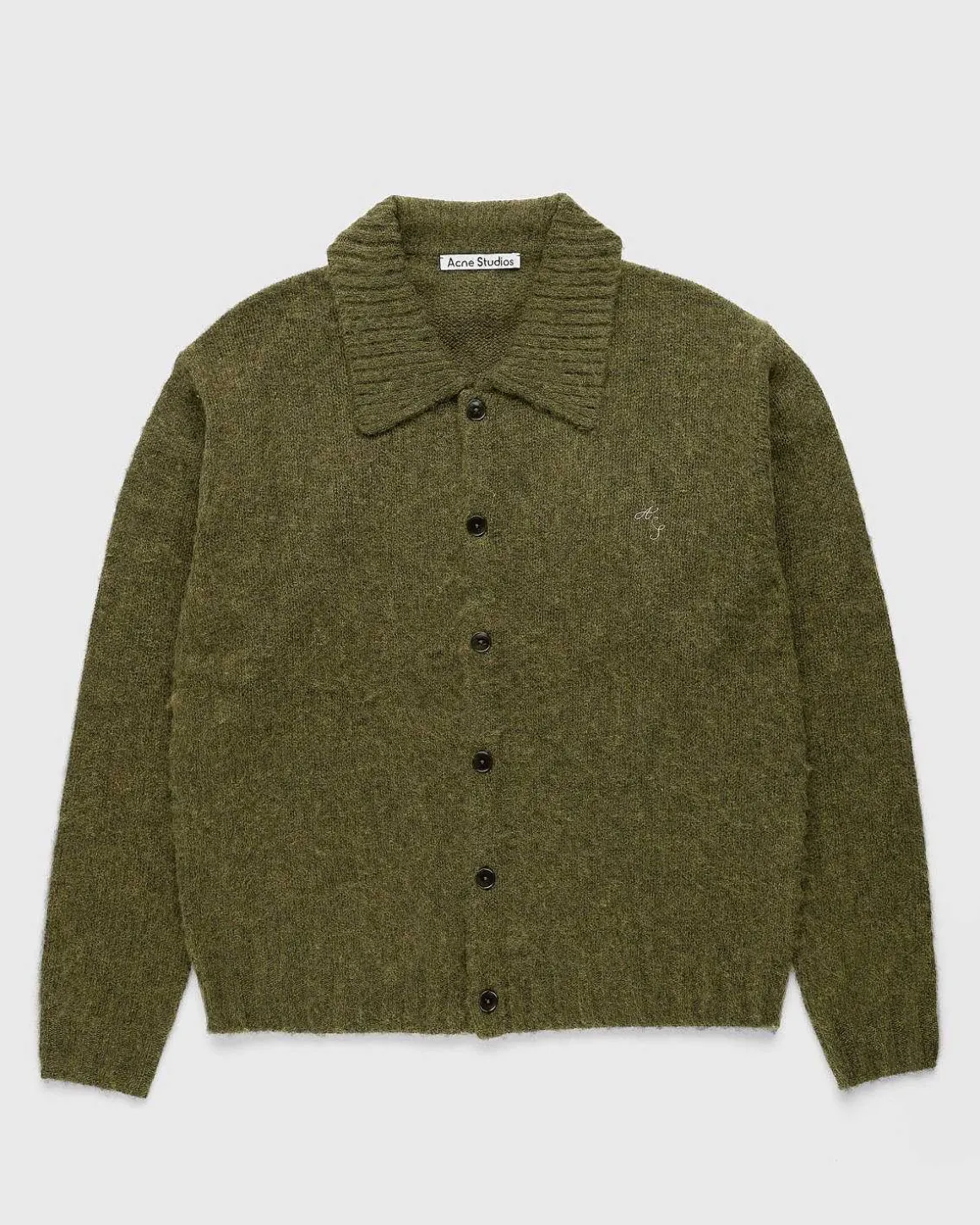 Polo Uld Cardigan Mork Oliven
