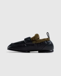 Polstret Imiteret Pels Loafers Sort