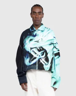 Printet Denimjakke Mint
