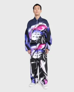 Printet Denimjakke Navy/Lilac