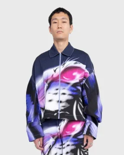 Printet Denimjakke Navy/Lilac
