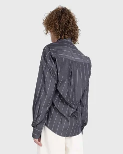Pulled Neck Shirt Gra/Hvid