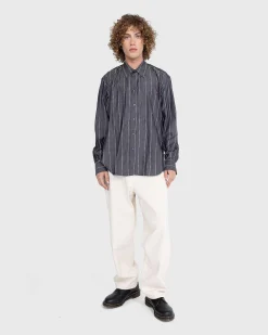 Pulled Neck Shirt Gra/Hvid