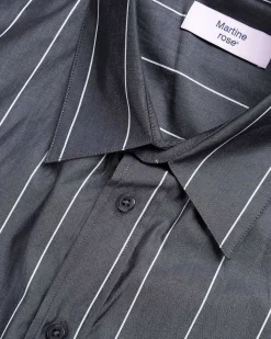 Pulled Neck Shirt Gra/Hvid