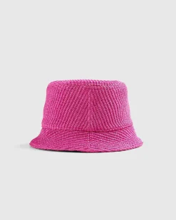 Raffia Bucket Hat Fuschia