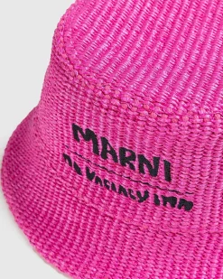 Raffia Bucket Hat Fuschia