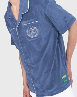 Rhuigi Kortaermet Button-Down Skjorte Inky Blue