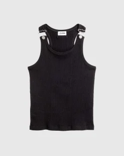 Ribbet Tank Top Med Overall Spaender Sort