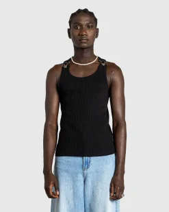 Ribbet Tank Top Med Overall Spaender Sort