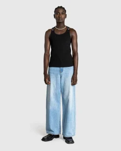 Ribbet Tank Top Med Overall Spaender Sort