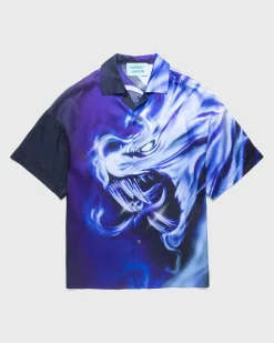 Satin Print Skjorte Lilla