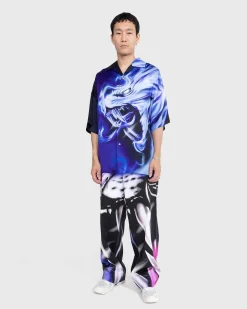 Satin Print Skjorte Lilla