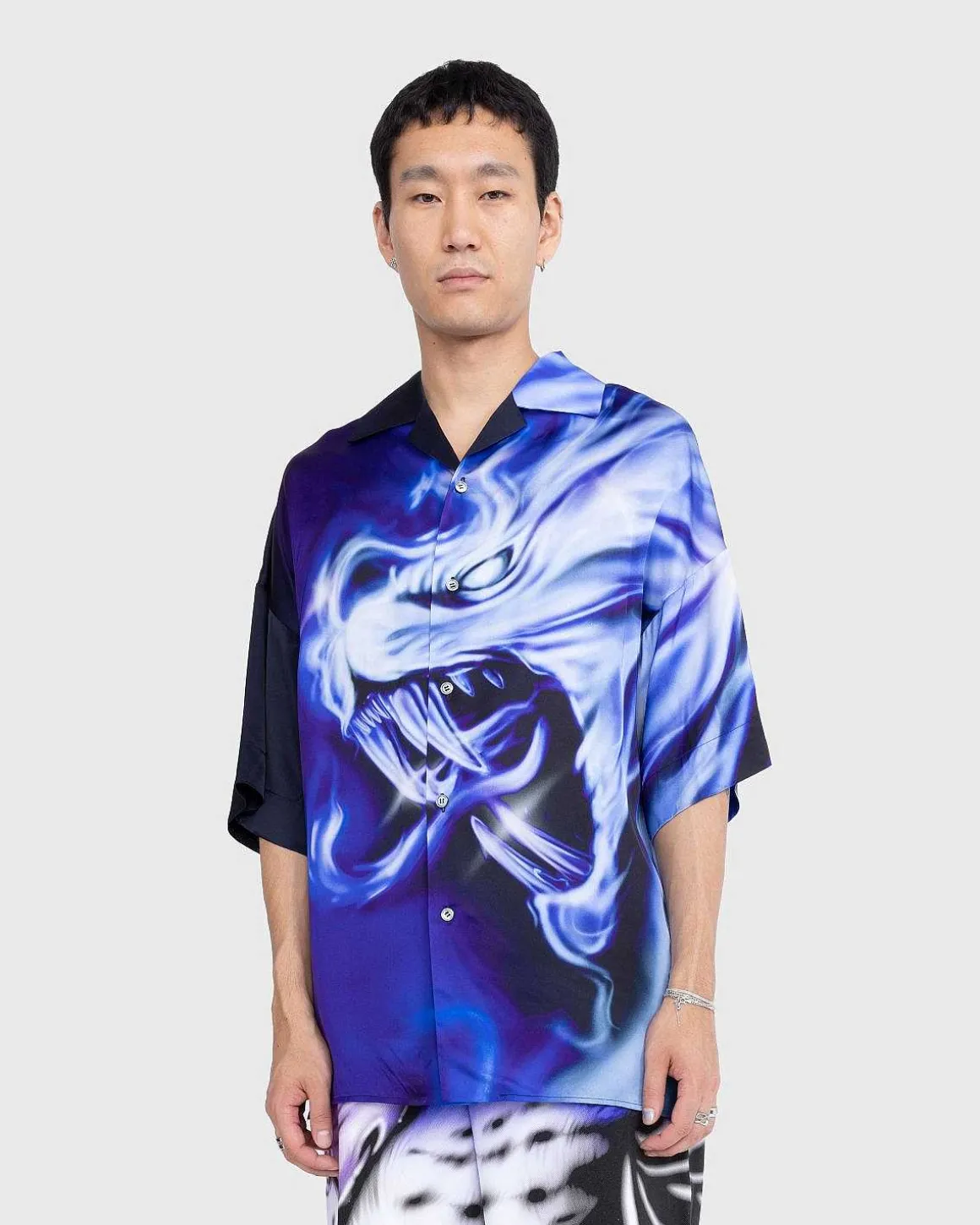 Satin Print Skjorte Lilla