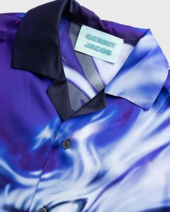 Satin Print Skjorte Lilla