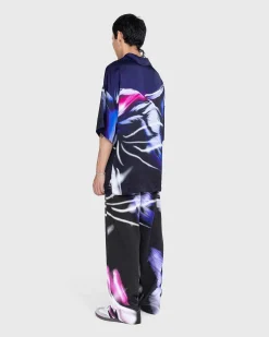 Satintrykt Skjorte Navy/Lilac