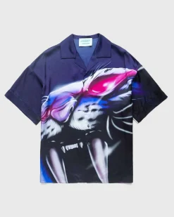 Satintrykt Skjorte Navy/Lilac
