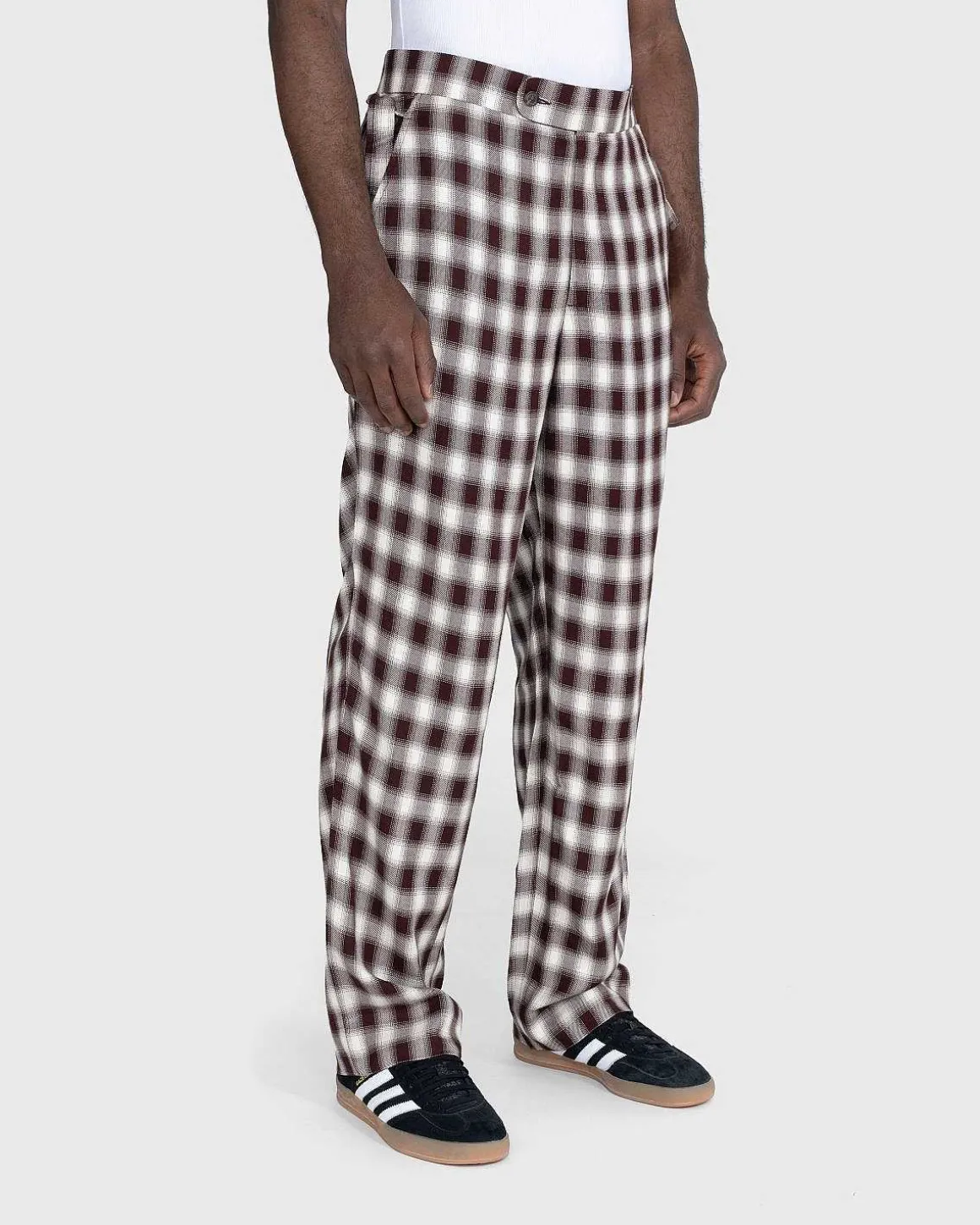 Shadow Plaid Side-Tie Bukser Brun