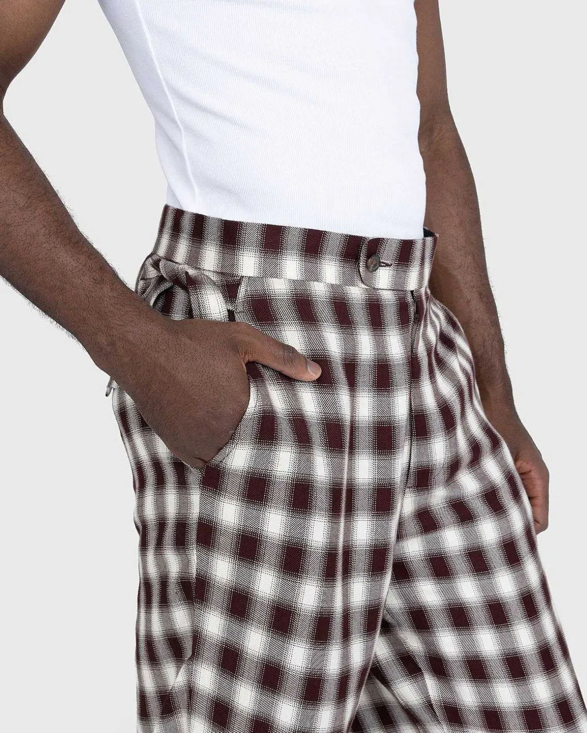 Shadow Plaid Side-Tie Bukser Brun