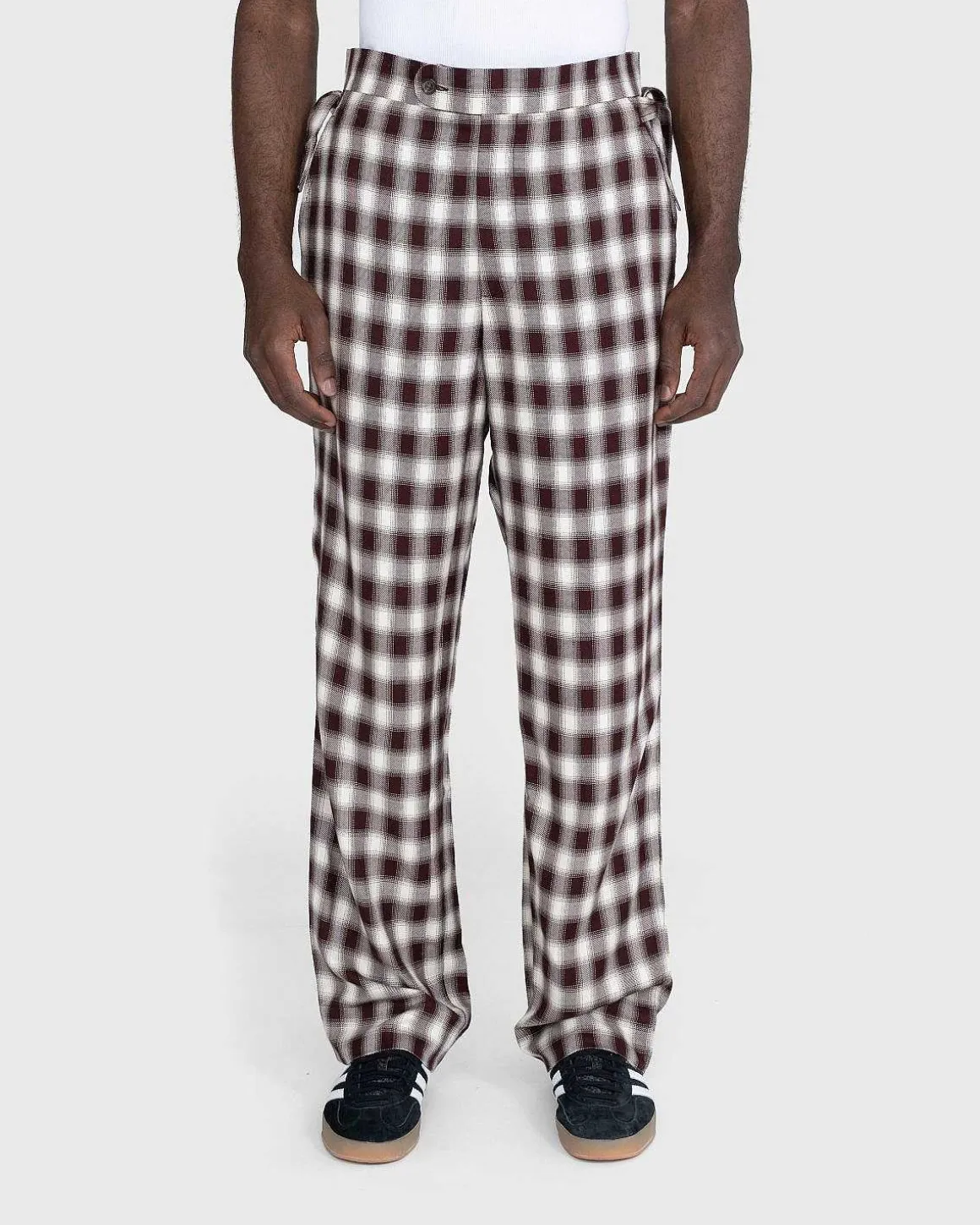 Shadow Plaid Side-Tie Bukser Brun