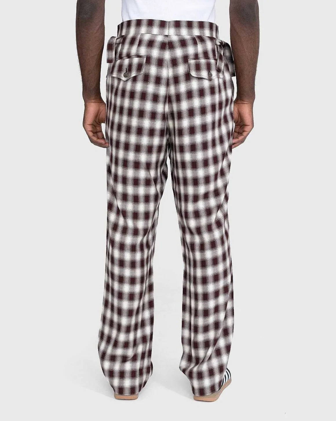 Shadow Plaid Side-Tie Bukser Brun