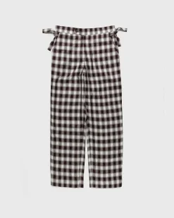 Shadow Plaid Side-Tie Bukser Brun