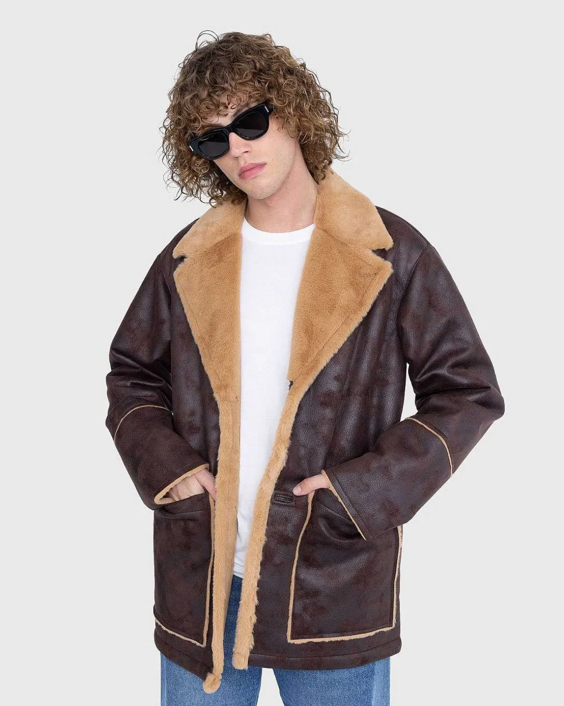 Sheridan Jakke Faux Shearling Brown