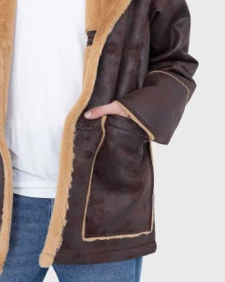 Sheridan Jakke Faux Shearling Brown