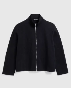 Shrunken Fullzip Polo Black Rib