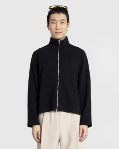 Shrunken Fullzip Polo Black Rib