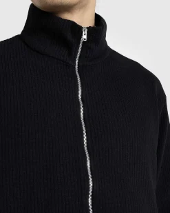 Shrunken Fullzip Polo Black Rib