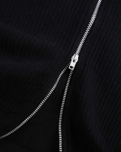 Shrunken Fullzip Polo Black Rib
