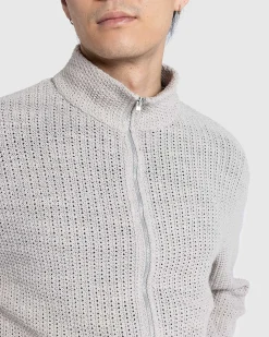 Shrunken Full-Zip Polo Musk Dusk Rope Weave