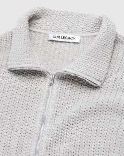 Shrunken Full-Zip Polo Musk Dusk Rope Weave