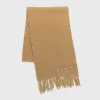 Skinny Uldtorklaede Mork Camel