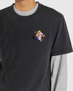 Sommer Fugtig T-Shirt Vasket Sort