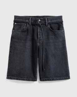 Sorte Denimshorts Med Brede Ben