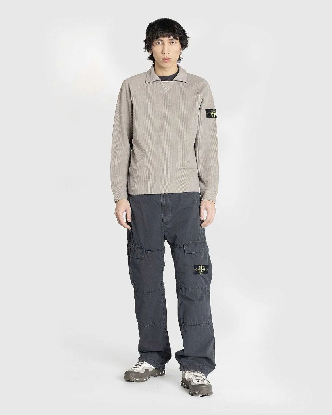 Spredt Krave Strik Skjorte Dove Grey